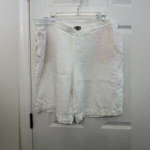 J Jill 100% Linen Women's white Bermuda shorts pull-on  size Large